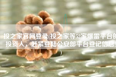 投之家官网登录(投之家等52家爆雷平台的投资人，赶紧登陆公安部平台登记信息！)