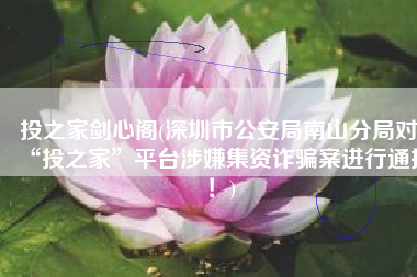 投之家剑心阁(深圳市公安局南山分局对“投之家”平台涉嫌集资诈骗案进行通报！)