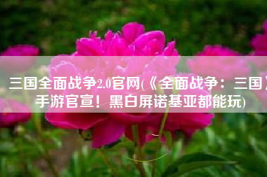 三国全面战争2.0官网(《全面战争：三国》手游官宣！黑白屏诺基亚都能玩)