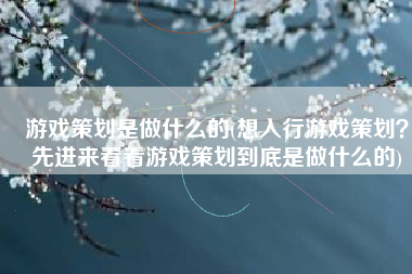 游戏策划是做什么的(想入行游戏策划？先进来看看游戏策划到底是做什么的)