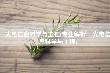 光电信息科学与工程(专业解析 | 光电信息科学与工程)