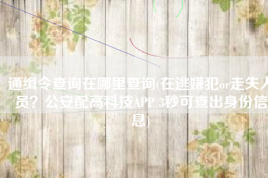 通缉令查询在哪里查询(在逃嫌犯or走失人员？公安配高科技APP 3秒可查出身份信息)