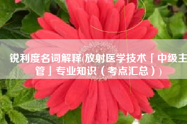 锐利度名词解释(放射医学技术「中级主管」专业知识（考点汇总）)