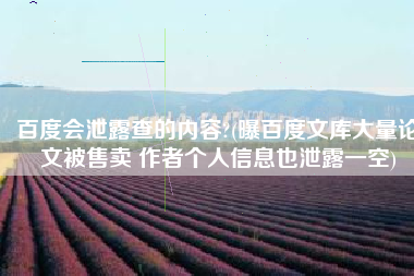 百度会泄露查的内容?(曝百度文库大量论文被售卖 作者个人信息也泄露一空)