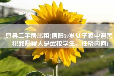 息县二手房出租(信阳59岁女子家中遇害 犯罪嫌疑人是武校学生，性格内向)