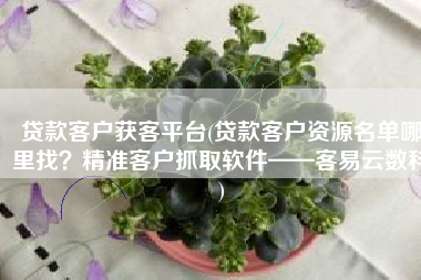 贷款客户获客平台(贷款客户资源名单哪里找？精准客户抓取软件——客易云数科)