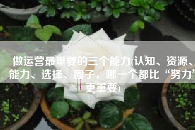 做运营最重要的三个能力(认知、资源、能力、选择、圈子，哪一个都比“努力”更重要)