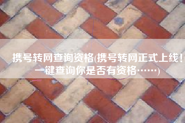 携号转网查询资格(携号转网正式上线！一键查询你是否有资格……)
