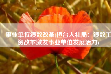 事业单位绩效改革(桓台人社局：绩效工资改革激发事业单位发展活力)