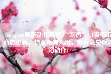 backpack舞蹈动作解析(“吃鸡”1.1物资币商店更新，物资币有大用，别着急兑换舞蹈动作)