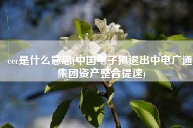 cec是什么意思(中国电子拟退出中电广通 集团资产整合提速)