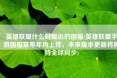 英雄联盟什么时候出的国服(英雄联盟手游国服宣布年内上线，未来版本更新将保持全球同步)