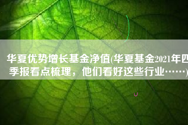 华夏优势增长基金净值(华夏基金2021年四季报看点梳理，他们看好这些行业……)