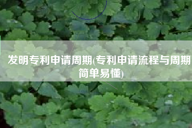 发明专利申请周期(专利申请流程与周期：简单易懂)