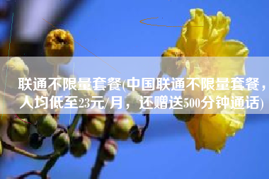 联通不限量套餐(中国联通不限量套餐，人均低至23元/月，还赠送500分钟通话)