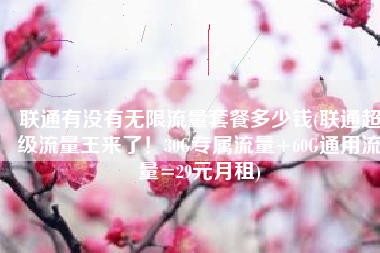 联通有没有无限流量套餐多少钱(联通超级流量王来了！30G专属流量+60G通用流量=29元月租)