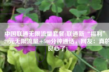 中国联通无限流量套餐(联通新“福利”，29元无限流量+500分钟通话，网友：真的良心了)
