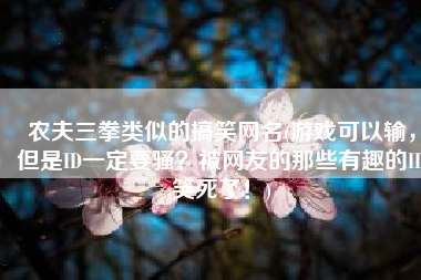 农夫三拳类似的搞笑网名(游戏可以输，但是ID一定要骚？被网友的那些有趣的ID笑死了！)
