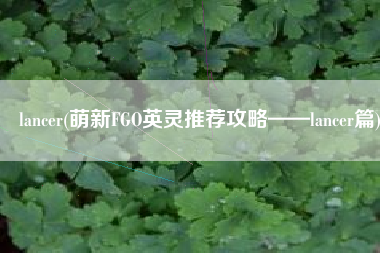 lancer(萌新FGO英灵推荐攻略——lancer篇)
