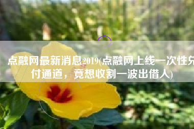 点融网最新消息2019(点融网上线一次性兑付通道，竟想收割一波出借人)