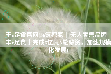 丰e足食官网(36氪独家 | 无人零售品牌「丰e足食」完成3亿元A轮融资，加速规模化发展)