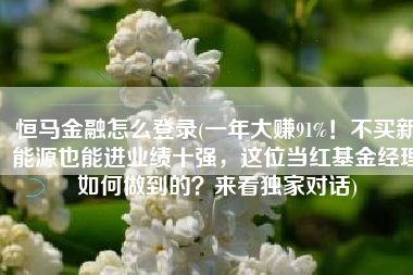 恒马金融怎么登录(一年大赚91%！不买新能源也能进业绩十强，这位当红基金经理如何做到的？来看独家对话)