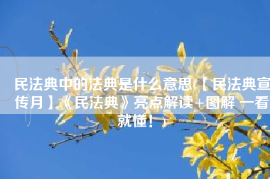 民法典中的法典是什么意思(【民法典宣传月】《民法典》亮点解读+图解 一看就懂！)