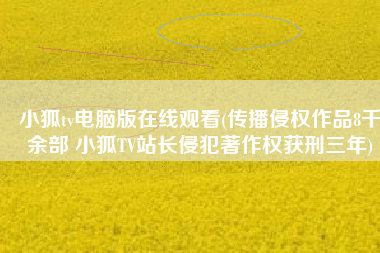 小狐tv电脑版在线观看(传播侵权作品8千余部 小狐TV站长侵犯著作权获刑三年)