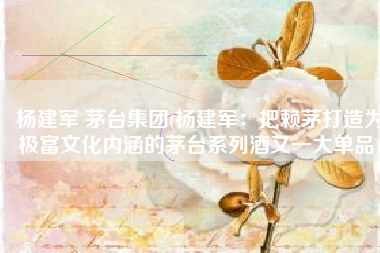 杨建军 茅台集团(杨建军：把赖茅打造为极富文化内涵的茅台系列酒又一大单品)