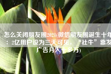 怎么关闭朋友圈2021(微信朋友圈诞生十年：2亿用户设为三天可见，“社牛”靠发广告月入十多万)