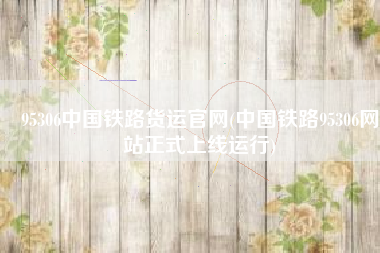 95306中国铁路货运官网(中国铁路95306网站正式上线运行)