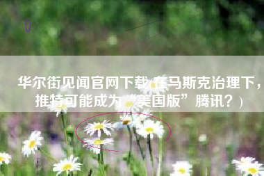 华尔街见闻官网下载(在马斯克治理下，推特可能成为“美国版”腾讯？)