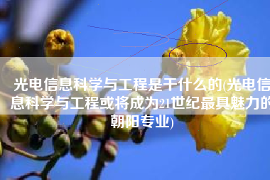 光电信息科学与工程是干什么的(光电信息科学与工程或将成为21世纪最具魅力的朝阳专业)