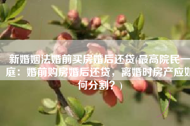 新婚姻法婚前买房婚后还贷(最高院民一庭：婚前购房婚后还贷，离婚时房产应如何分割？)