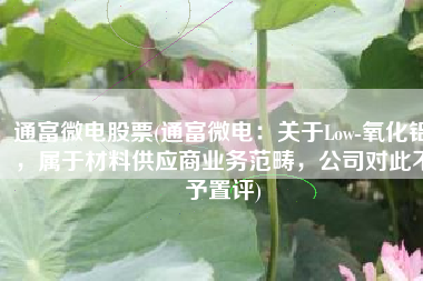 通富微电股票(通富微电：关于Low-氧化铝，属于材料供应商业务范畴，公司对此不予置评)