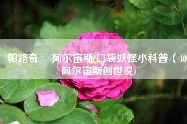 帕路奇犽 阿尔宙斯(口袋妖怪小科普（40)阿尔宙斯创世说)