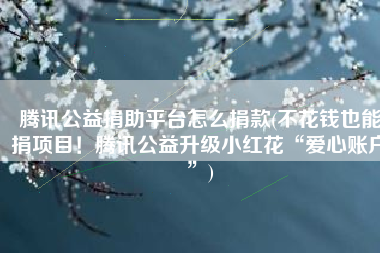 腾讯公益捐助平台怎么捐款(不花钱也能捐项目！腾讯公益升级小红花“爱心账户”)