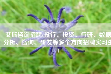 艾瑞咨询招聘(投行、投资、行研、数据分析、咨询、研发等多个方向招聘实习生)