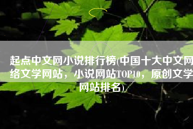起点中文网小说排行榜(中国十大中文网络文学网站，小说网站TOP10，原创文学网站排名)