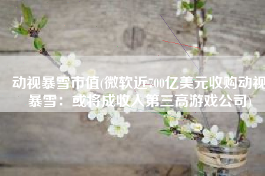 动视暴雪市值(微软近700亿美元收购动视暴雪：或将成收入第三高游戏公司)