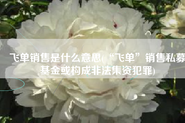 飞单销售是什么意思(“飞单”销售私募基金或构成非法集资犯罪)