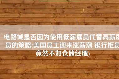 电路城是否因为使用低薪雇员代替高薪雇员的策略(美国员工迎来涨薪潮 银行柜员竟然不如仓储经理)