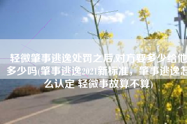 轻微肇事逃逸处罚之后,对方要多少给他多少吗(肇事逃逸2021新标准，肇事逃逸怎么认定 轻微事故算不算)