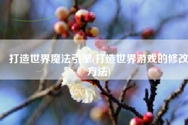 打造世界魔法引擎(打造世界游戏的修改方法)