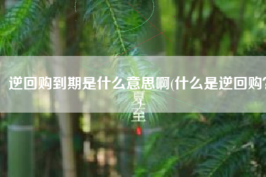 逆回购到期是什么意思啊(什么是逆回购？)