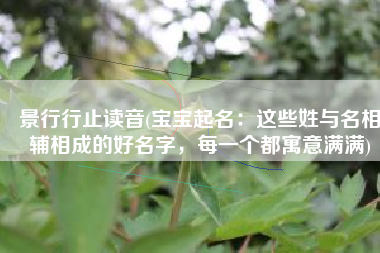 景行行止读音(宝宝起名：这些姓与名相辅相成的好名字，每一个都寓意满满)