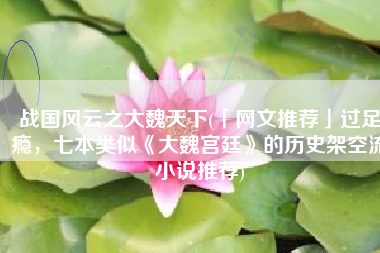 战国风云之大魏天下(「网文推荐」过足瘾，七本类似《大魏宫廷》的历史架空流小说推荐)