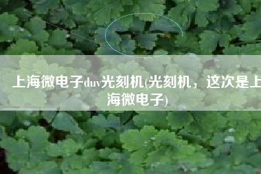 上海微电子duv光刻机(光刻机，这次是上海微电子)