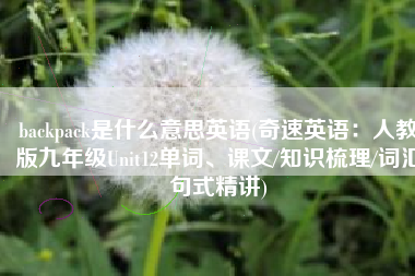backpack是什么意思英语(奇速英语：人教版九年级Unit12单词、课文/知识梳理/词汇句式精讲)