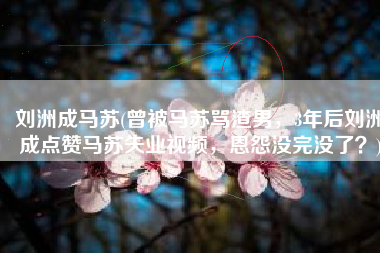 刘洲成马苏(曾被马苏骂渣男，3年后刘洲成点赞马苏失业视频，恩怨没完没了？)